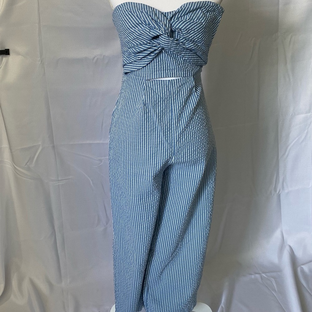 Blue and white stripes Zara romper